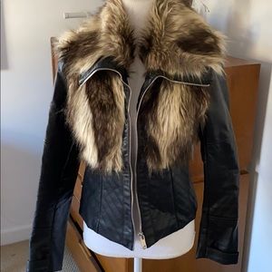 Ci Sono vegan leather faux fur jacket